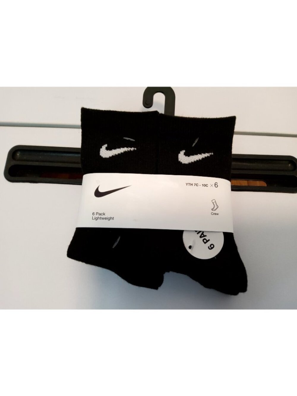 Nike Boys Black 6 Pairs Crew Socks Dri Fit XXS 7C-10C RN0030 023 New With Tags - Picture 4 of 5